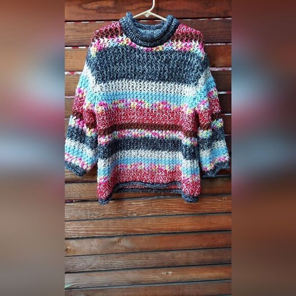 Vintage Handmade Sweater Knit/ Crochet Vintage Sweater Size S/M - Picture 1 of 11